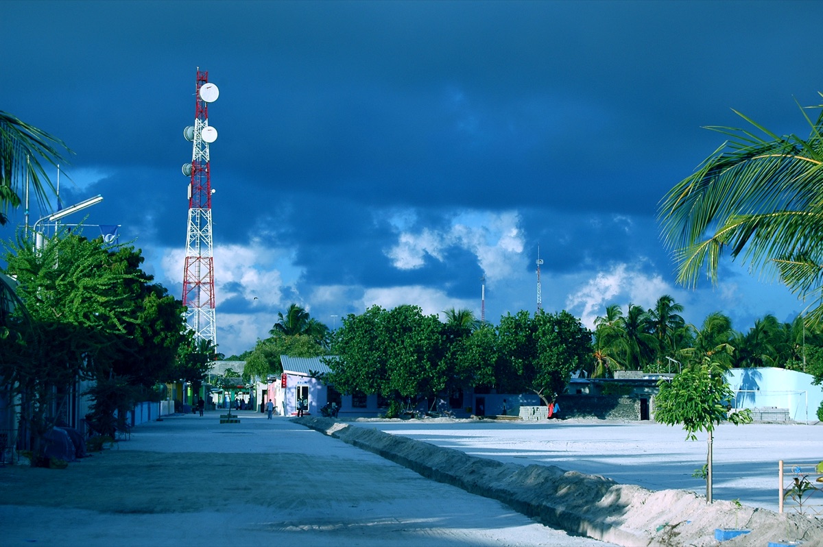 Maafushi island and local street scene